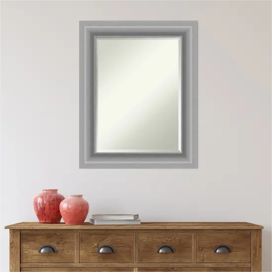 Beveled Bathroom Wall Mirror, Peak Polished Nickel Frame {5}