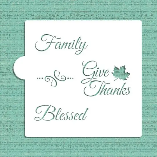 Give Thanks Cookie & Craft Stencil | CM027 by Designer Stencils | Cookie Decorating Tools | Baking Stencils for Royal Icing, Airbrush, Dusting Powder | Craft Stencils for Canvas, Paper, Wood | Reusable Food Grade Stencil {1}