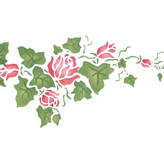 Small Rose Ivy Wall Stencil Border | 040A by Designer Stencils | Floral Stencils | Reusable Art Craft Stencils for Painting on Walls, Canvas, Wood | Reusable Plastic Paint Stencil for Home Makeover | Easy to Use & Clean Art Stencil {3}