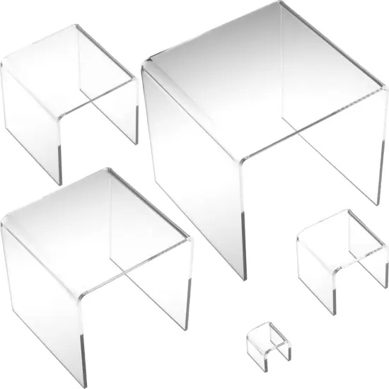 5 Display Risers Clear Acrylic Jewelry Showcase Stands {1}