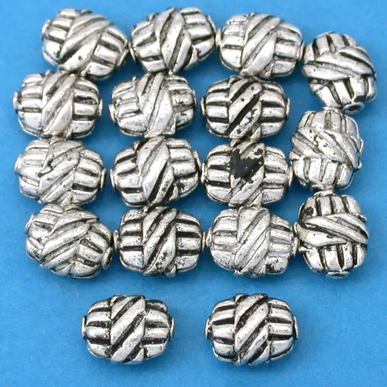 15g Bali Oval Barrel Bead Antq Silver Plt 9mm Approx 15 {1}
