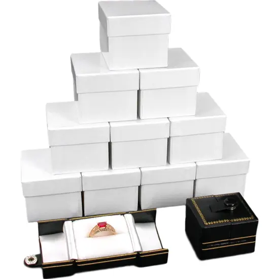 12 Black Leatherette Snap Closure Ring Boxes Displays {1}