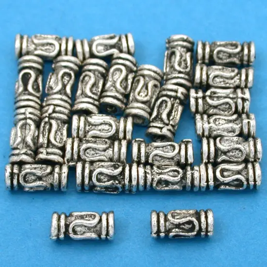 15g Bali Lariat Tube Beads Antique Silver Plated 9mm {1}