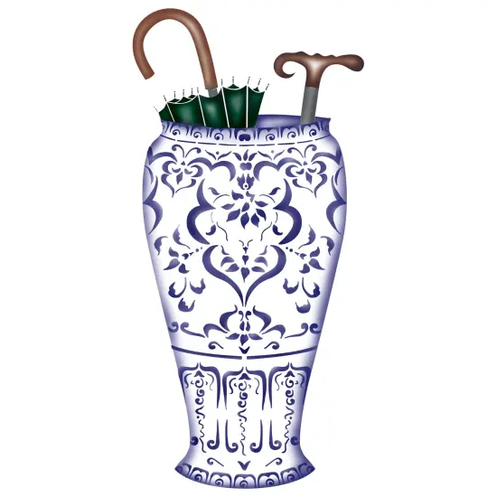 Umbrella Stand Wall Stencil | 2090 by Designer Stencils | Pattern Stencils | Reusable Stencils for Painting | Safe & Reusable Template for Wall Decor | Try This Stencil Instead of a Wallpaper | Easy to Use & Clean Art Stencil Pattern {1}