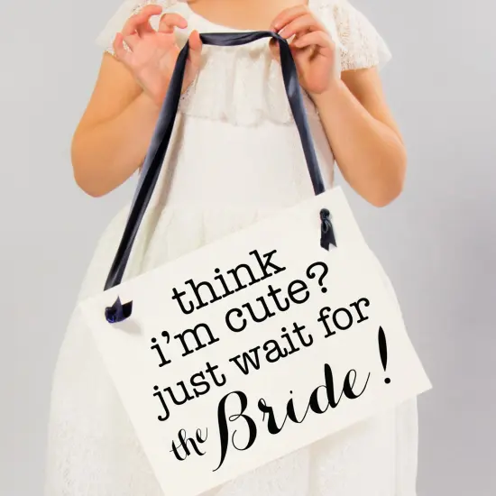 Ritzy Rose Cute Ring Bearer Sign - Black on 11x8in White Linen Cardstock with Black Ribbon {5}