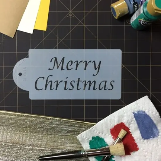 Merry Christmas Cake Stencil | C016 by Designer Stencils | Cake Decorating Tools | Baking Stencils for Royal Icing, Airbrush, Dusting Powder | Reusable Plastic Food Grade Stencil for Cakes & Cookies | Easy to Use & Clean Cake & Cookie Stencil {4}