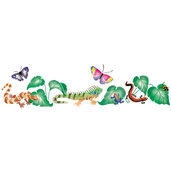 Iguana and Butterfly Wall Stencil | 2469 by Designer Stencils | Animal & Nature Stencils | Reusable Art Craft Stencils for Painting on Walls, Canvas, Wood | Reusable Plastic Paint Stencil for Home Makeover | Easy to Use & Clean Art Stencil {1}