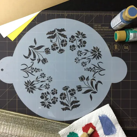 Spring Garden Cake Stencil Top | C240 by Designer Stencils | Cake Decorating Tools | Baking Stencils for Royal Icing, Airbrush, Dusting Powder | Reusable Plastic Food Grade Stencil for Cakes | Easy to Use & Clean Cake Stencil {5}