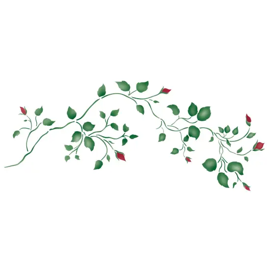 Large Rosebud Vine Wall Stencil | 1951 by Designer Stencils | Floral Stencils | Reusable Art Craft Stencils for Painting on Walls, Canvas, Wood | Reusable Plastic Paint Stencil for Home Makeover | Easy to Use & Clean Art Stencil {1}