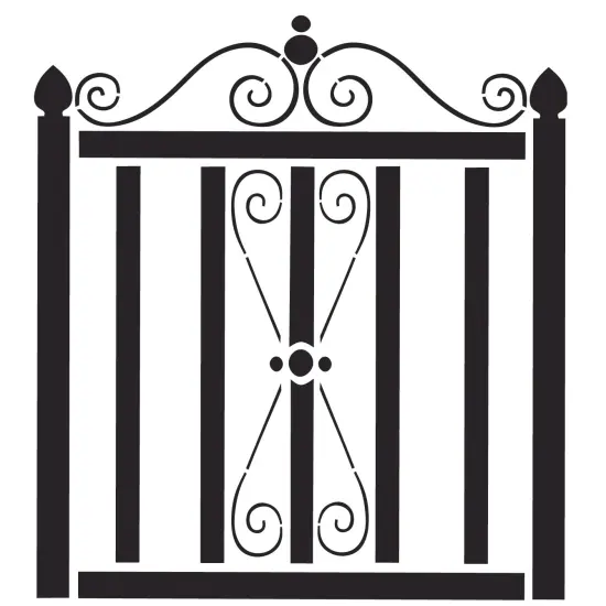 Large Wrought Iron Gate Wall Stencil | 1547 by Designer Stencils | Reusable Stencils for Painting | {2}