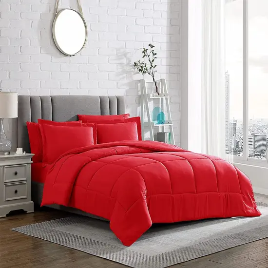 American Home Collection Down Alternative Comforter Set Extra Warm and Soft Red {5}