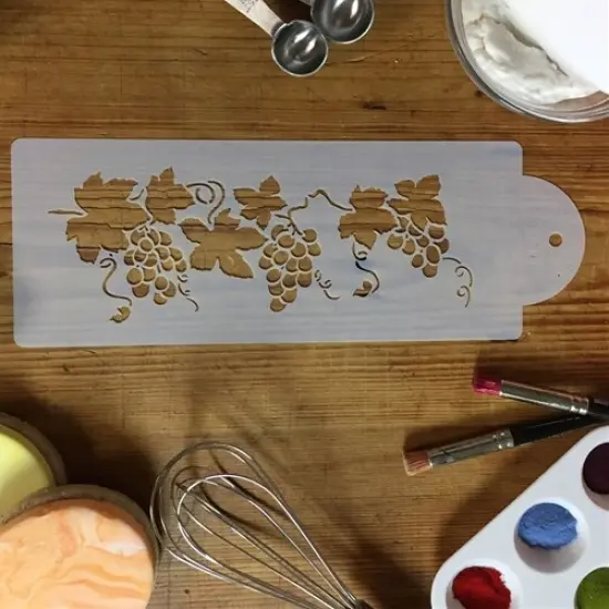 Small Grapevine Cake Stencil | C049 by Designer Stencils | Cake Decorating Tools | Baking Stencils for Royal Icing, Airbrush, Dusting Powder | Reusable Plastic Food Grade Stencil for Cakes | Easy to Use & Clean Cake Stencil {3}
