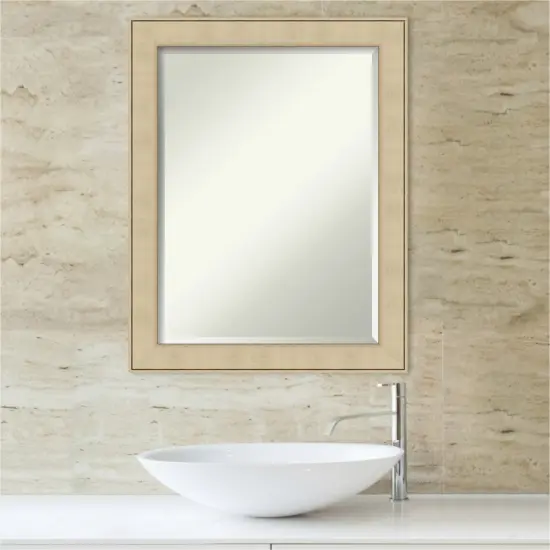 Beveled Bathroom Wall Mirror, Classic Honey Silver Frame {4}