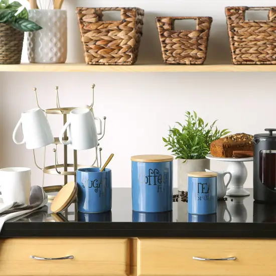 DII Blue Coffee/Sugar/Tea Ceramic Canister (Set of 3) {6}