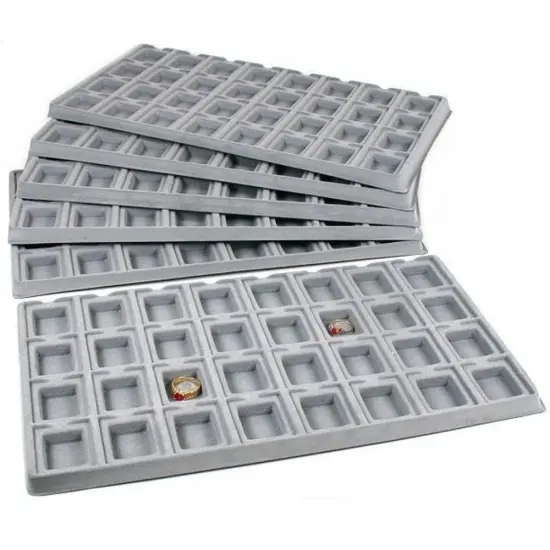 6 Gray 32 Slot Puff Earring Cards Showcase Display Tray Inserts {1}