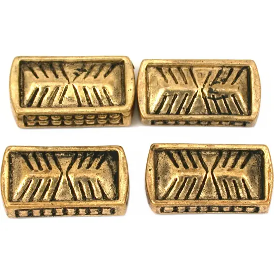 Bali Rectangle Beads Antique Gold Plate 18.5mm Approx 4 {1}