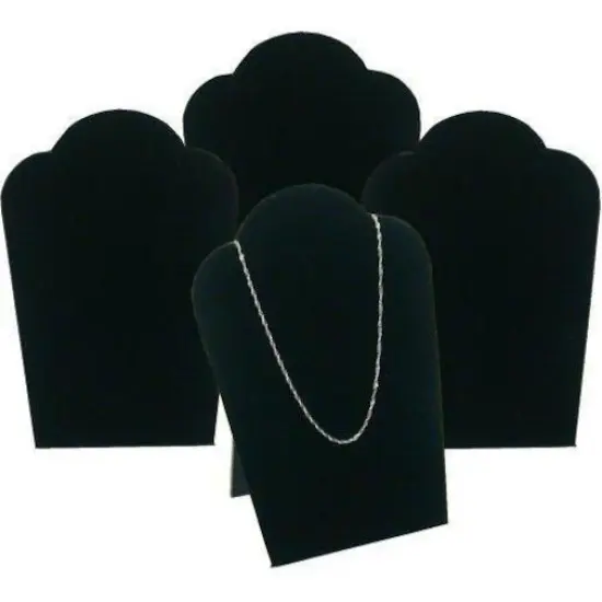 4 Black Velvet Necklace Pendant Jewelry Bust Display Easel 3 3/4" x 5 1/4" {1}