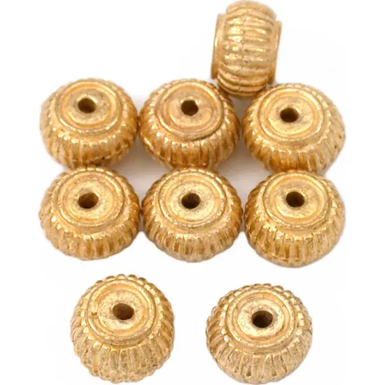 Spacer Beads Gold Plated Jewelry Parts 9mm Approx 8 {1}