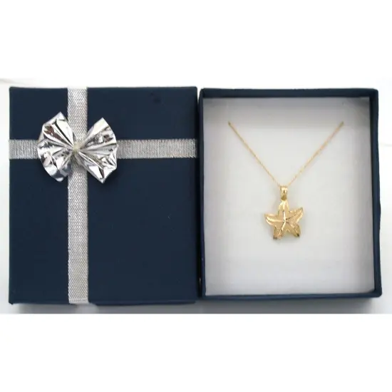 14K Gold Diamond Cut Starfish Charm with 18" Gold Cable Chain &Gift box {1}