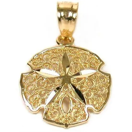 14K Gold Sand Dollar Ocean Charm 18" Chain Jewelry {3}