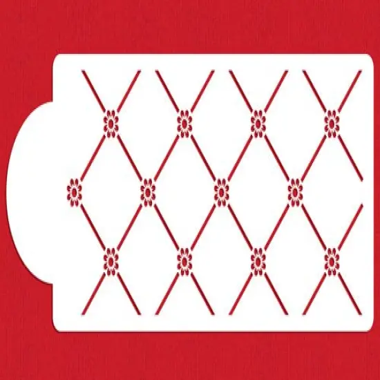 Daisy Lattice Cake Stencil #4 | C379 by Designer Stencils | Cake Decorating Tools | Baking Stencils for Royal Icing, Airbrush, Dusting Powder | Reusable Plastic Food Grade Stencil for Cakes | Easy to Use & Clean Cake Stencil {1}