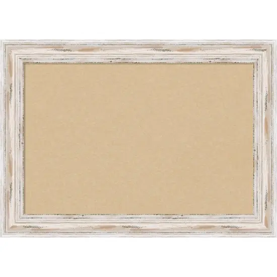 Cork Board, Alexandria White Wash Narrow Wood Frame - Bulletin Board, Organization Board, Pin Board Grey Cork {7}