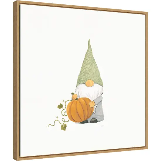 Harvest Gnomes I by Jenaya Jackson 22-in. W x 22-in. H. Canvas Wall Art Print Framed in Natural {1}