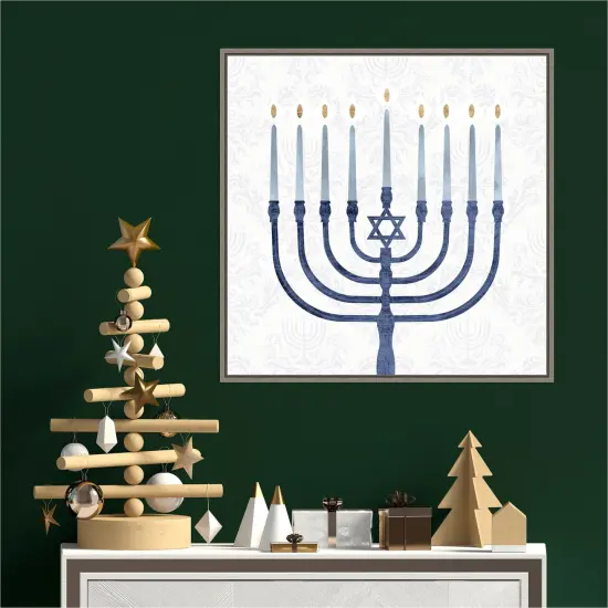 Sophisticated Hanukkah II by Victoria Borges Canvas Wall Art Print Framed Grey {4}