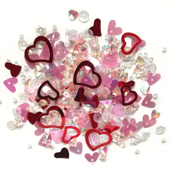 Buttons Galore Sparkletz&reg; Embellishments Bundle, Iridescent Diamonds, Half Pearls, Sequins & Seed Beads Valentine's Day - 30 Grams {3}