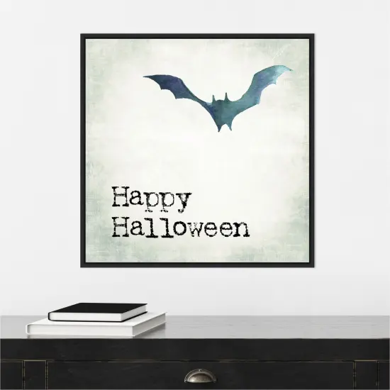 Happy Halloween Bat Grunge by Amanti Art Portfolio 22-in. W x 22-in. H. Canvas Wall Art Print Framed in Black {4}