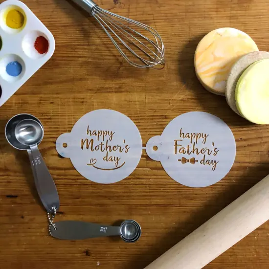 Happy Mother's and Father's Day Cookie Stencil | C1057 by Designer Stencils | Cookie Decorating Tools | Baking Stencils for Royal Icing, Airbrush, Dusting Powder | Reusable Plastic Food Grade Stencil for Cookies | Easy to Use & Clean Cookie Stencil {3}