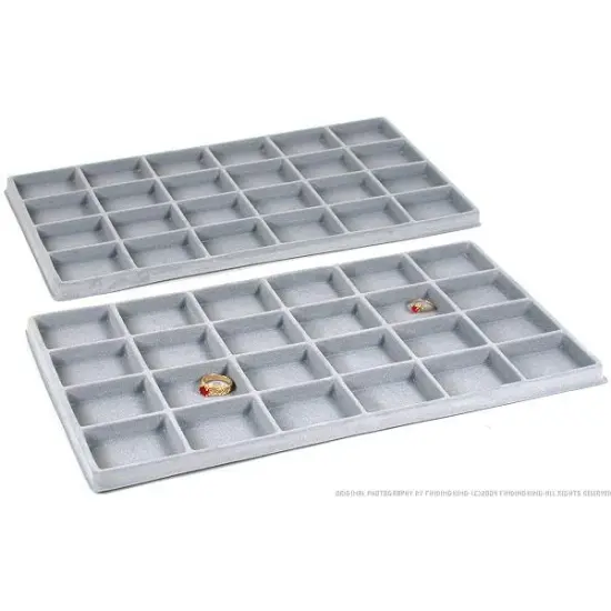 2 Gray 24 Slot Coin Jewelry Showcase Display Tray Inserts {1}