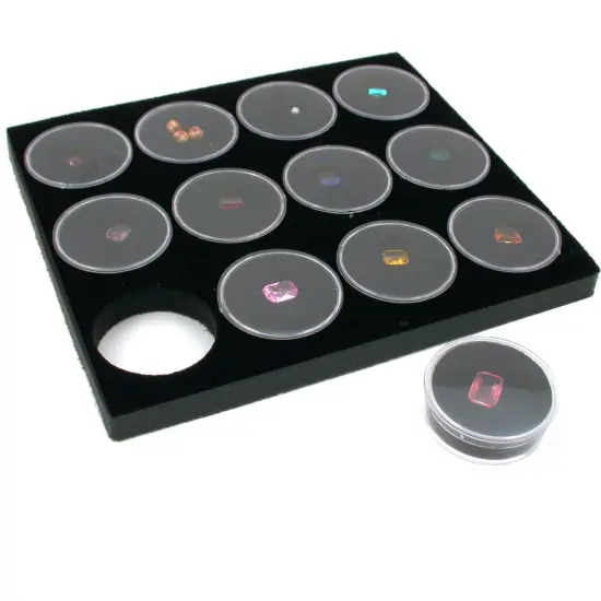 Black Open Square Stackable Jewelry Display Tray w/ Black Foam 12 Gem Jar Insert {2}