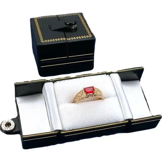 12 Black Leatherette Snap Closure Ring Boxes Displays {4}