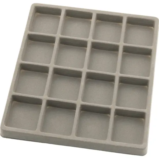 15 Gray Flocked Display Trays (5) 5 Slot & (5) 4 Slot & (5) 16 Slot Insert Tray {4}