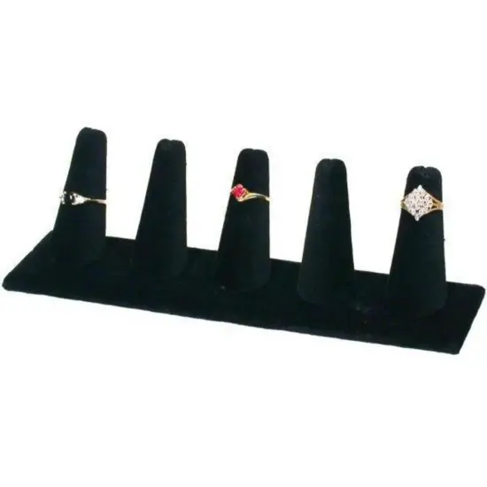 Black Velvet 5 Ring Finger Jewelry Holder Showcase Display {1}