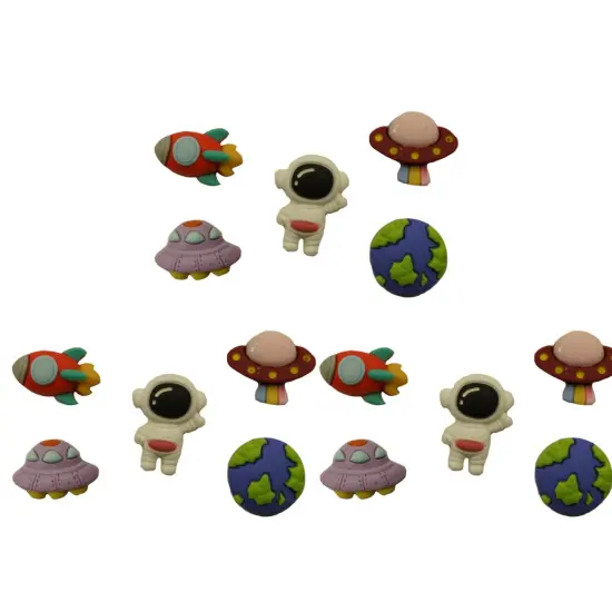 Buttons Galore Flatback Embellishments for Crafts - Spaced Out - 15 Pieces {4}