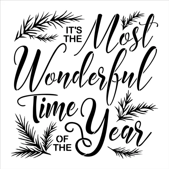It's the Most Wonderful Time of the Year Embossing 12 x 12 Stencil | FS092 by Designer Stencils | Word & Phrase Stencils | Reusable Stencils for Painting on Wood, Wall, Tile, Canvas, Paper, Fabric, Furniture, Floor | Stencil for Home Makeover {1}