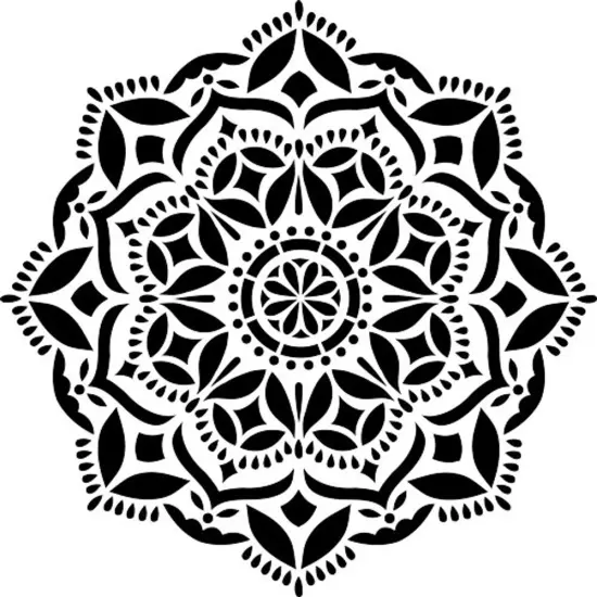 Karma Mandala Embossing 12 x 12 Stencil | FS026 by Designer Stencils | Mandala & Medallion Stencils | Reusable Stencil for Painting on Wood, Wall, Tile, Canvas, Paper, Fabric, Furniture, Floor | Stencil for Home Makeover | Easy to Use & Clean {1}