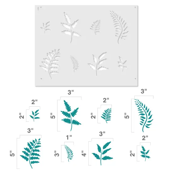 Eight Ferns Wall Stencil | 2343 by Designer Stencils | Floral Stencils | Reusable Art Craft Stencils for Painting on Walls, Canvas, Wood | Reusable Plastic Paint Stencil for Home Makeover | Easy to Use & Clean Art Stencil {4}