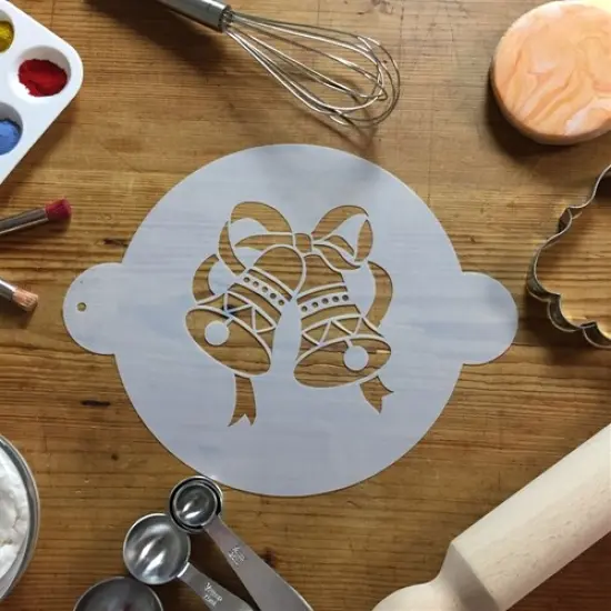 Bells Cake Stencil | C094 by Designer Stencils | Cake Decorating Tools | Baking Stencils for Royal Icing, Airbrush, Dusting Powder | Reusable Plastic Food Grade Stencil for Cakes | Easy to Use & Clean Cake Stencil {3}