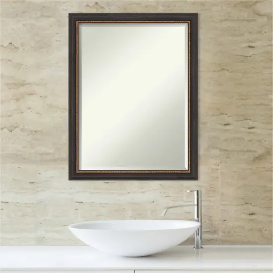 Beveled Wood Bathroom Wall Mirror, Ashton Black Frame {7}