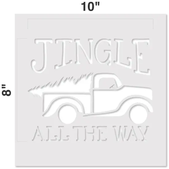 Jingle All the Way Vintage Truck & Tree Embossing 12 x 12 Stencil | FS095 by Designer Stencils | Word & Phrase Stencils | Reusable Stencils for Painting on Wood, Wall, Tile, Canvas, Paper, Fabric, Furniture, Floor | Stencil for Home Makeover {2}