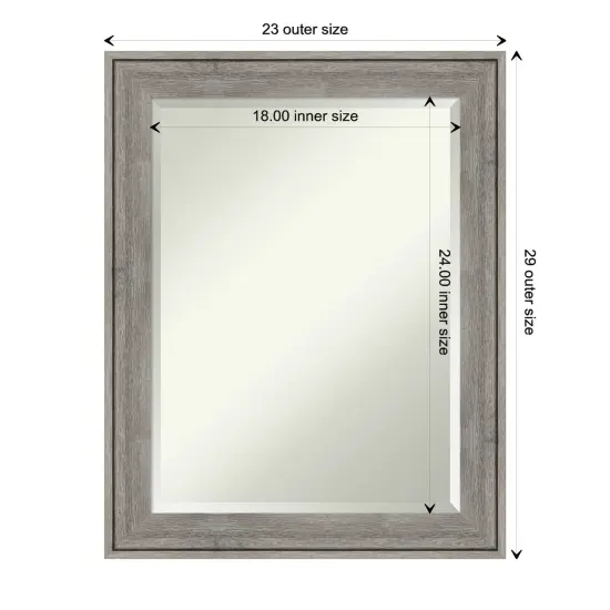 Beveled Wood Bathroom Wall Mirror, Regis Barnwood Grey Frame {1}