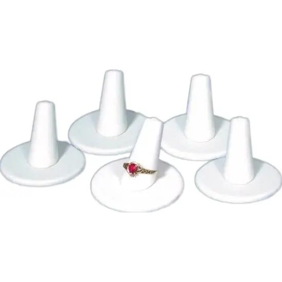 5 Display Ring Finger Solitaire Leather White {1}
