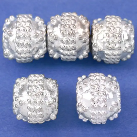 15g Bali Dot Rope Round Beads Silver Plt 8.5mm Approx 5 {1}