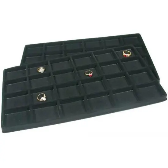 2 Display Tray Insert Black Travel 24 Compartment Box {1}