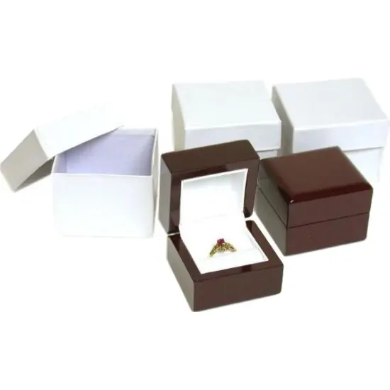 3 Rosewood Stained Ring Gift Boxes Jewelry Displays {1}