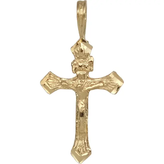 14K Gold INRI Crucifix Charm with 18" Gold Cable Chain & Gift Box {2}