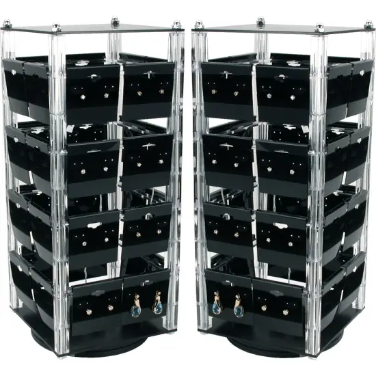 2 Revolving Rotating Earring Jewelry Display Racks 100 Hanging Cards New {1}